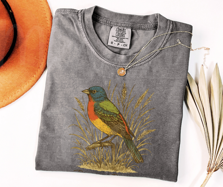"Pointed Bunting" Birdwatching Design Birds and Nature Inspired Unisex heavyweight t-shirt