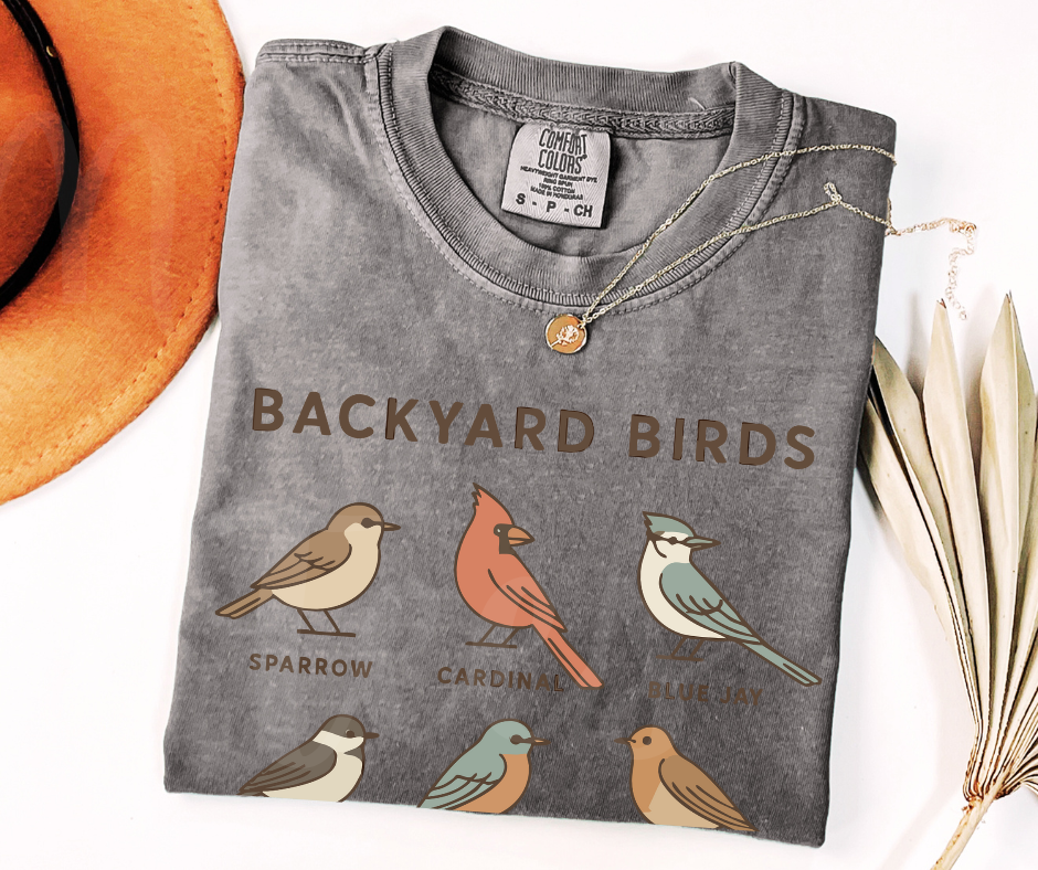 "Backyard Birds" Birdwatching Design Birds and Nature Inspired Unisex heavyweight t-shirt