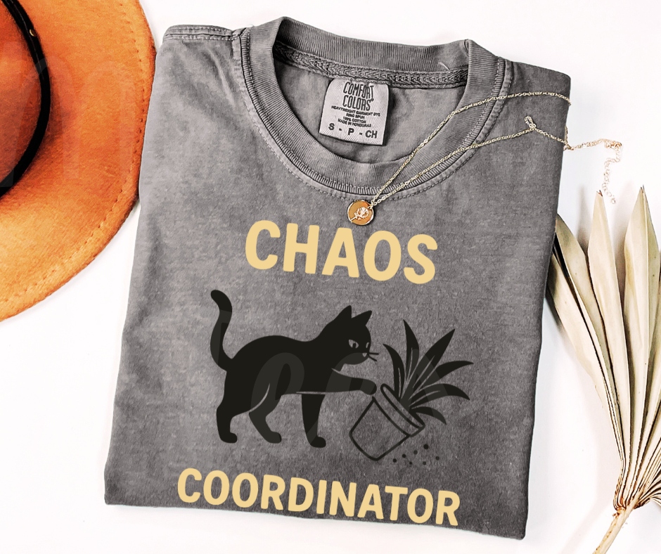 "Chaos Cordinator" Sarcastic Cat Design Unisex heavyweight t-shirt