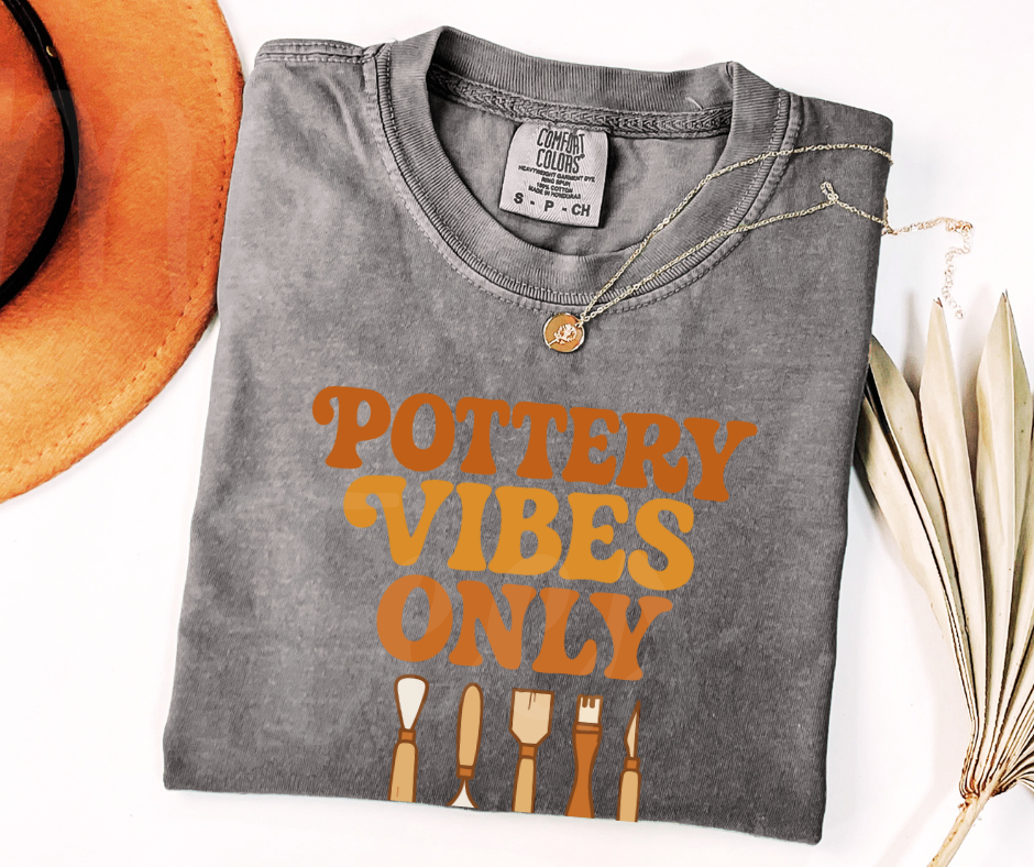 "Pottery Vibes Only" Funny Design Pottery Clay Hobby Inspired Unisex heavyweight t-shirt