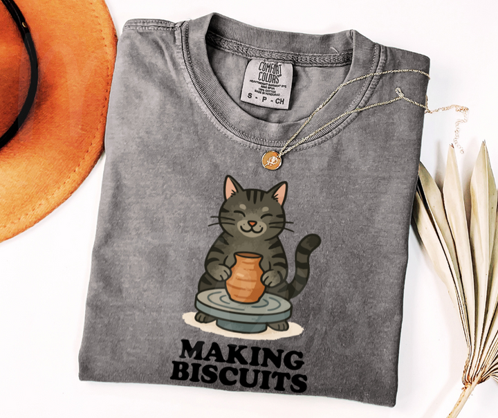 "Making Biscuits" Funny Design Pottery Clay Hobby Inspired Unisex heavyweight t-shirt