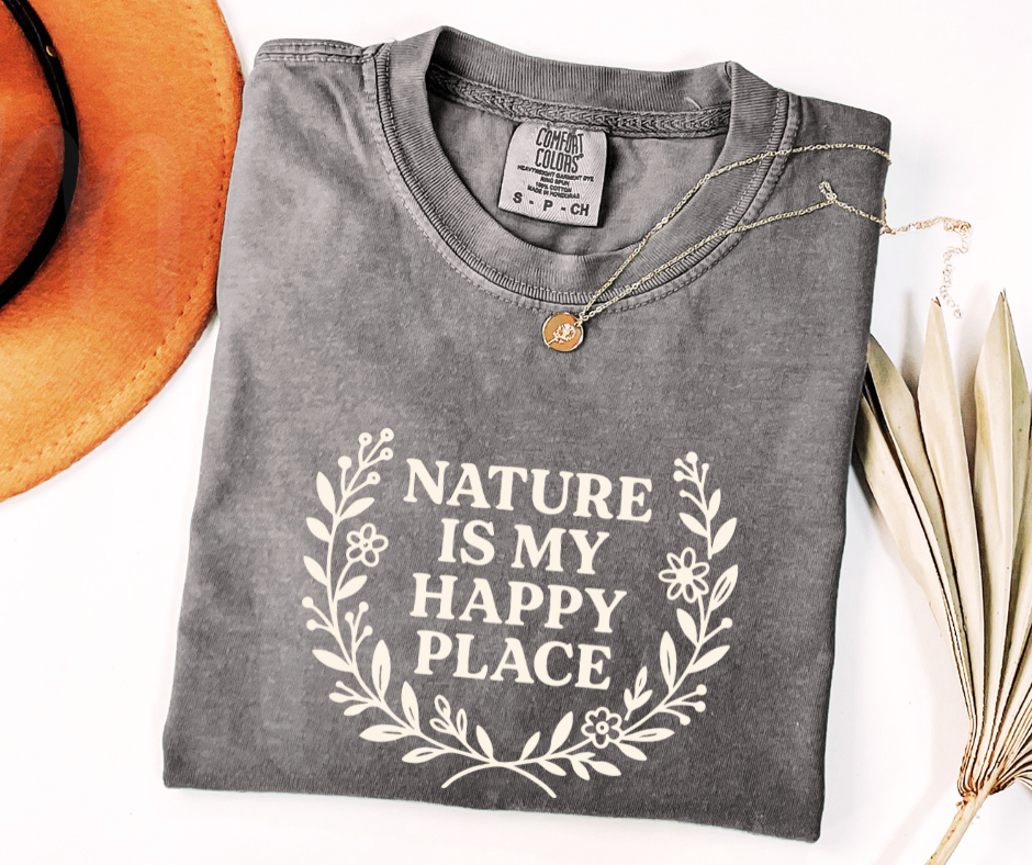 "Nature Is My Happy Place" Funny Plant Lover Tee Design Unisex heavyweight t-shirt