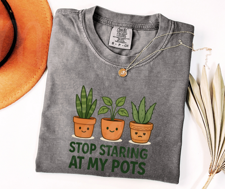 "Stop Staring" Funny Plant Lover Tee Design Unisex heavyweight t-shirt