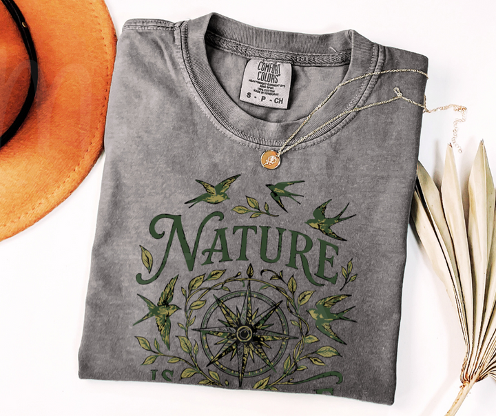 "Nature Is My Guide" Birdwatching Design Birds and Nature Inspired Unisex heavyweight t-shirt