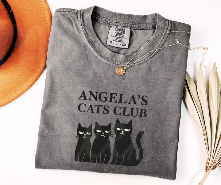 "Angela's Cat Club" Sarcastic Design The Office Inspired Unisex heavyweight t-shirt