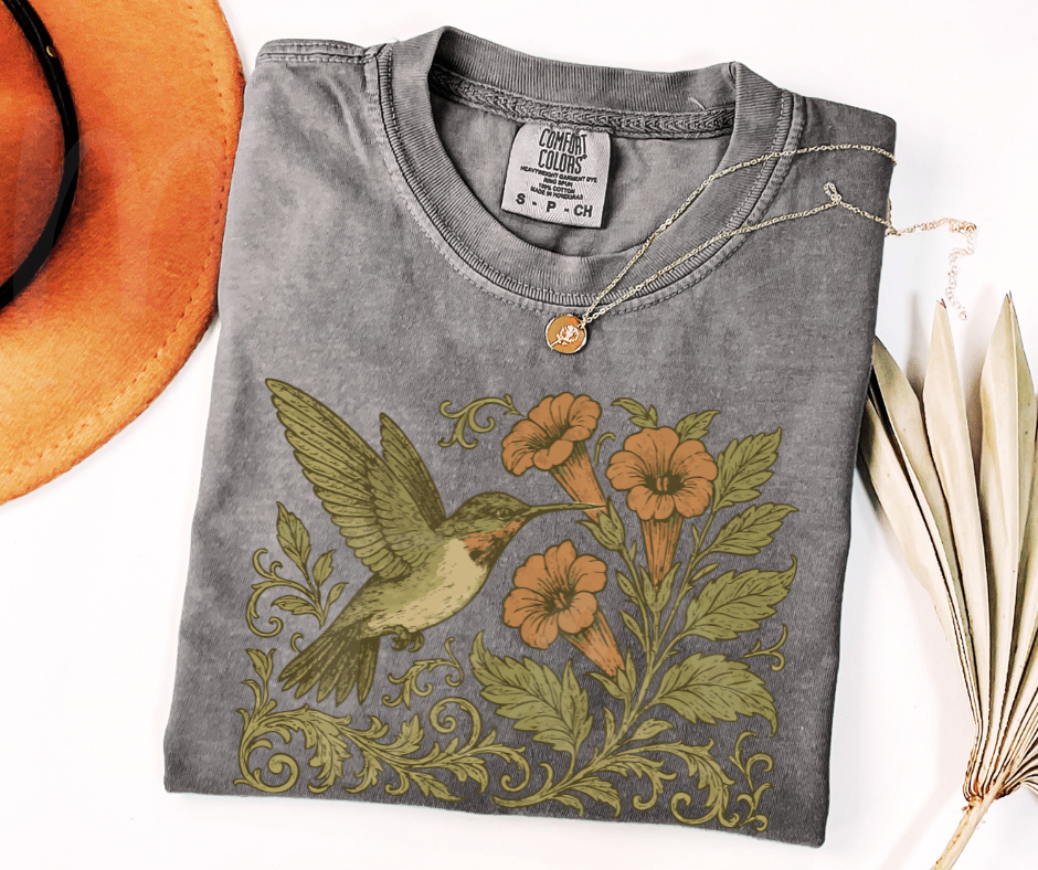 "Ruby-Throated Hummingbird" Birdwatching Design Birds and Nature Inspired Unisex heavyweight t-shirt