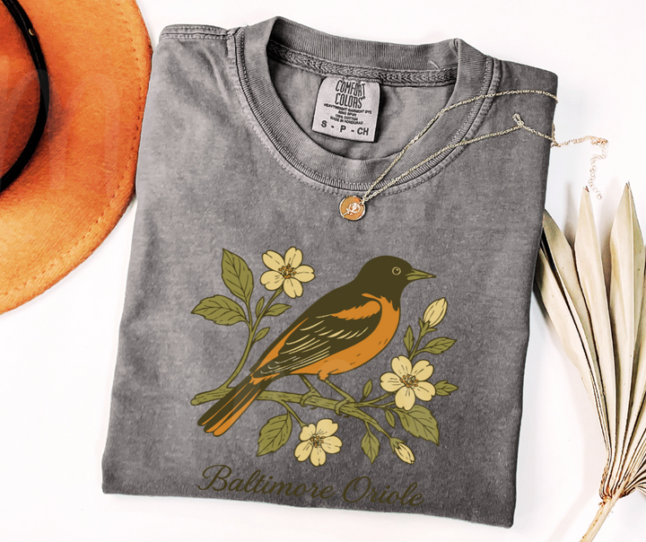 "Baltimore Oriole" Birdwatching Design Birds and Nature Inspired Unisex heavyweight t-shirt