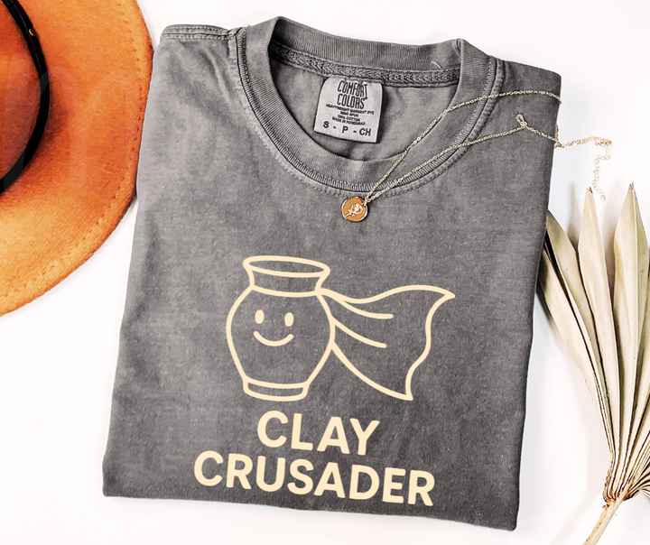 "Clay Crusader" Funny Design Pottery Clay Hobby Inspired Unisex heavyweight t-shirt