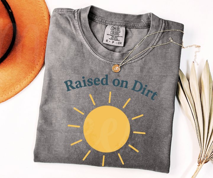 "Raised on Dirt and Sunshine" Funny Plant Lover Tee Design Unisex heavyweight t-shirt