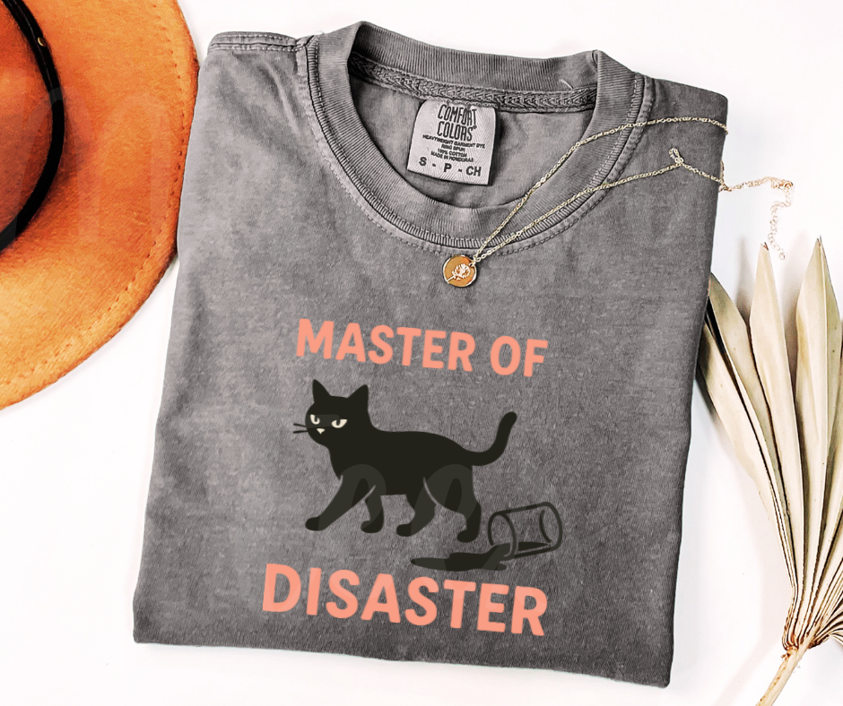 "Master Of Disaster" Sarcastic Cat Design Unisex heavyweight t-shirt