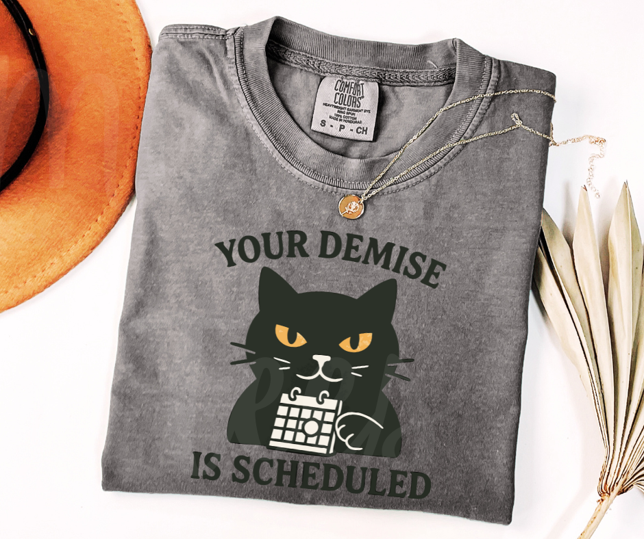 "Your Demise" Sarcastic Cat Design Unisex heavyweight t-shirt