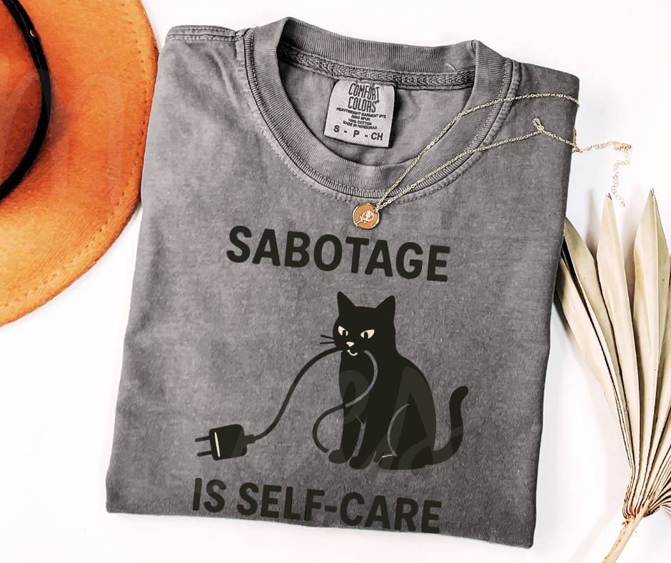 "Self Care" Sarcastic Cat Design Unisex heavyweight t-shirt