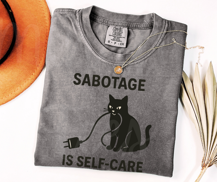 "Self Care" Sarcastic Cat Design Unisex heavyweight t-shirt