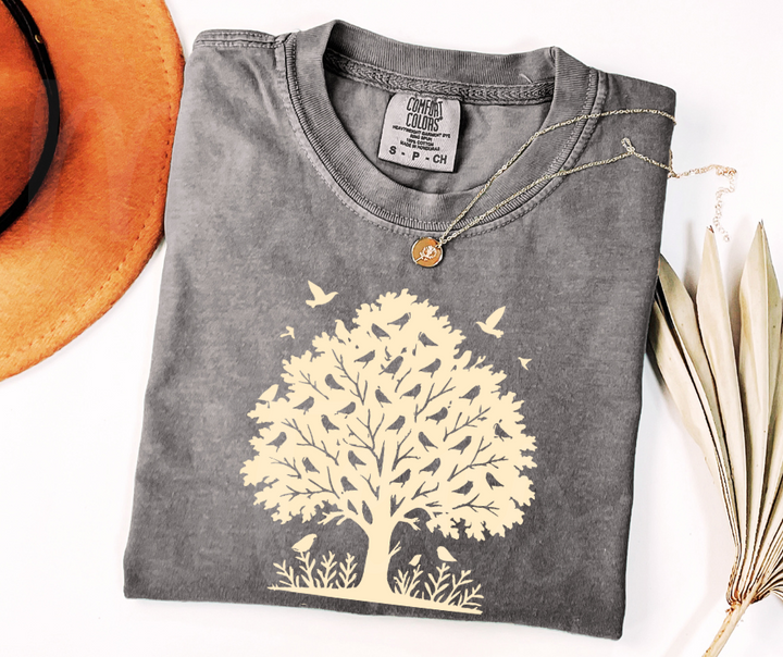 "Among The Branches" Birdwatching Design Birds and Nature Inspired Unisex heavyweight t-shirt