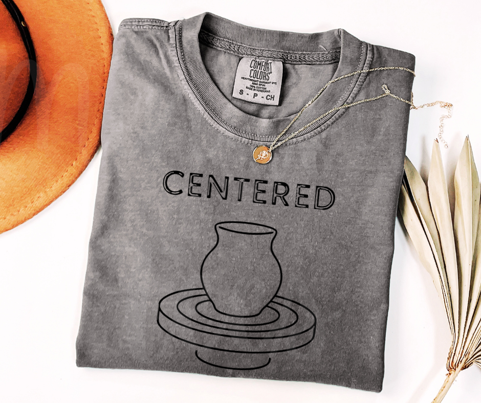 "Centered" Funny Design Pottery Clay Hobby Inspired Unisex heavyweight t-shirt