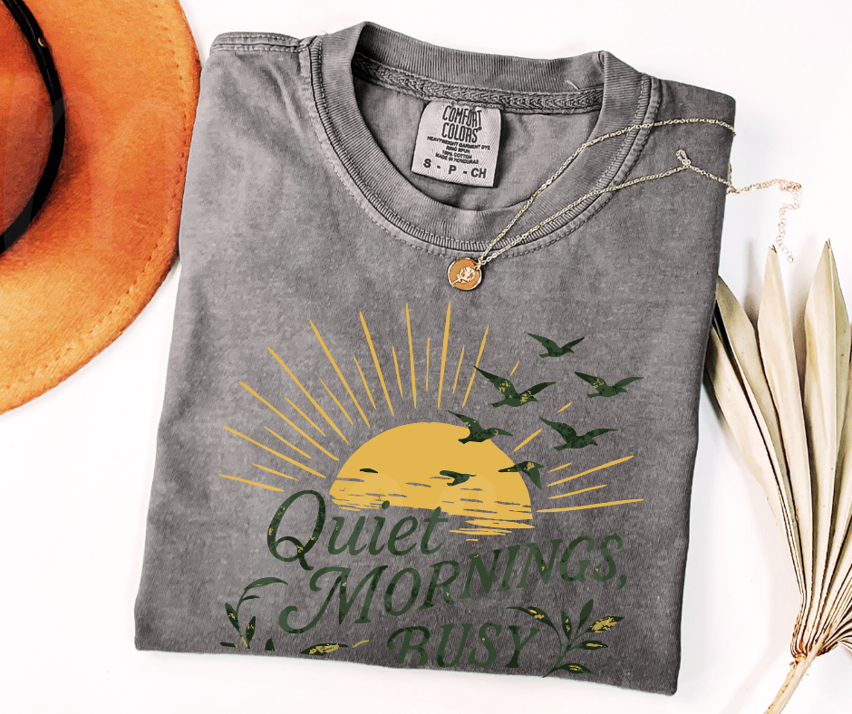 "Quiet Mornings" Birdwatching Design Birds and Nature Inspired Unisex heavyweight t-shirt