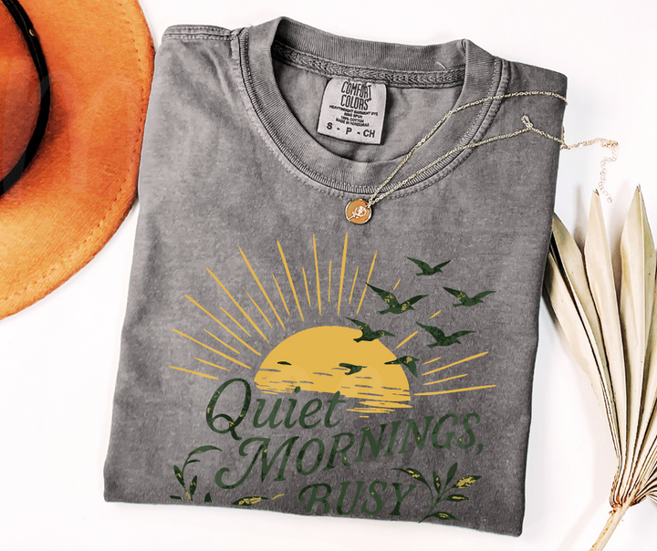 "Quiet Mornings" Birdwatching Design Birds and Nature Inspired Unisex heavyweight t-shirt