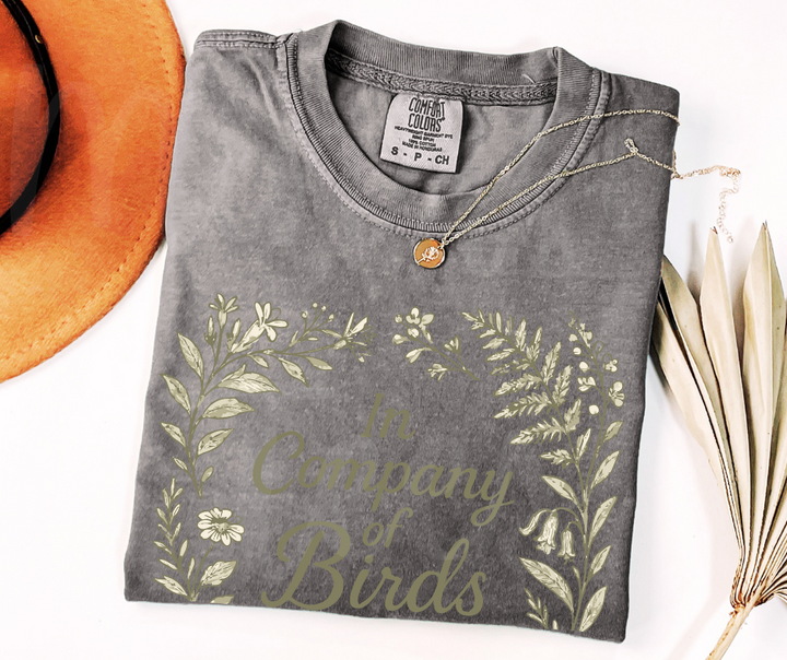 "In Company of Birds" Birdwatching Design Birds and Nature Inspired Unisex heavyweight t-shirt