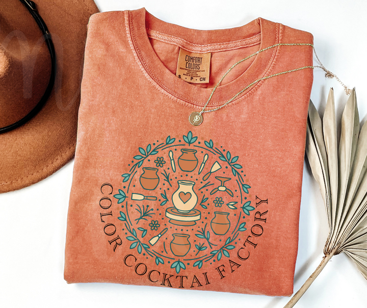 "Color Cocktail Factory" Funny Design Pottery Clay Hobby Inspired Unisex heavyweight t-shirt
