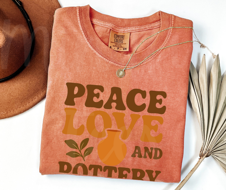 "Peace Love Pottery" Funny Design Pottery Clay Hobby Inspired Unisex heavyweight t-shirt