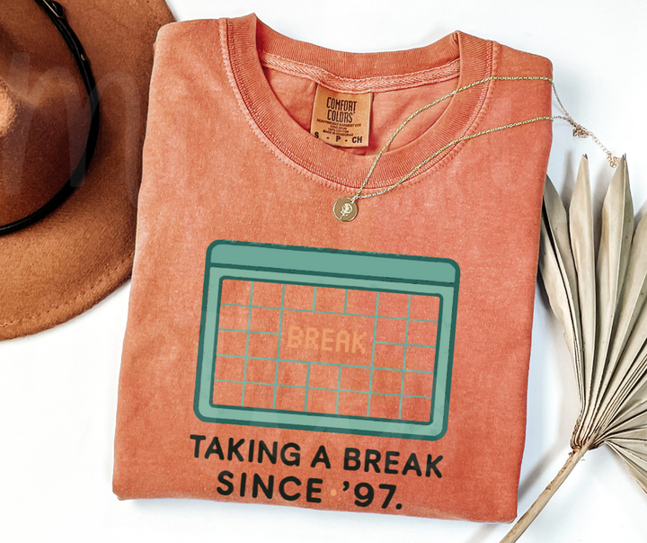 "Taking A Break" Sarcastic Design Friends Inspired Unisex heavyweight t-shirt