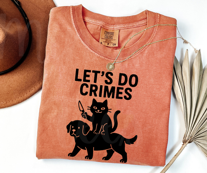 "Let's Do Crimes" Sarcastic Cat Design Unisex heavyweight t-shirt