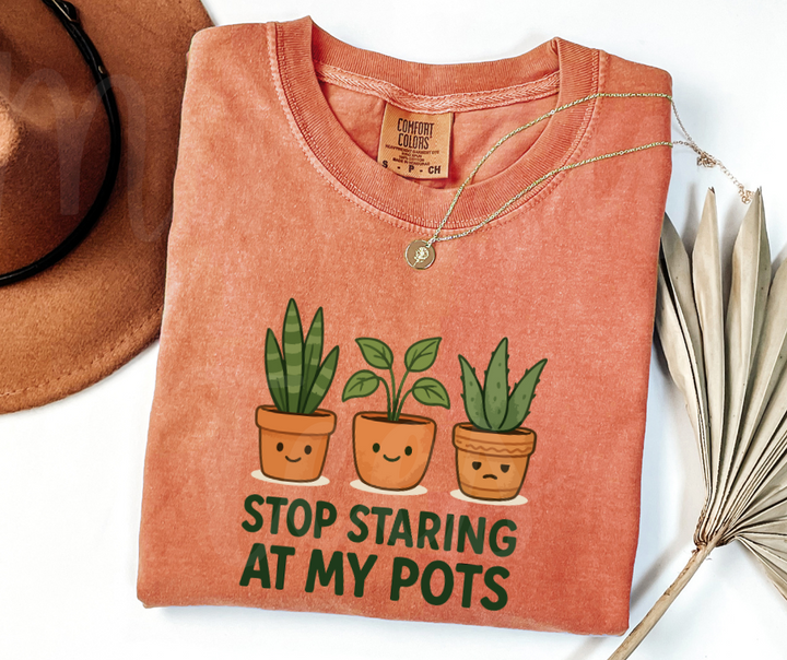 "Stop Staring" Funny Plant Lover Tee Design Unisex heavyweight t-shirt