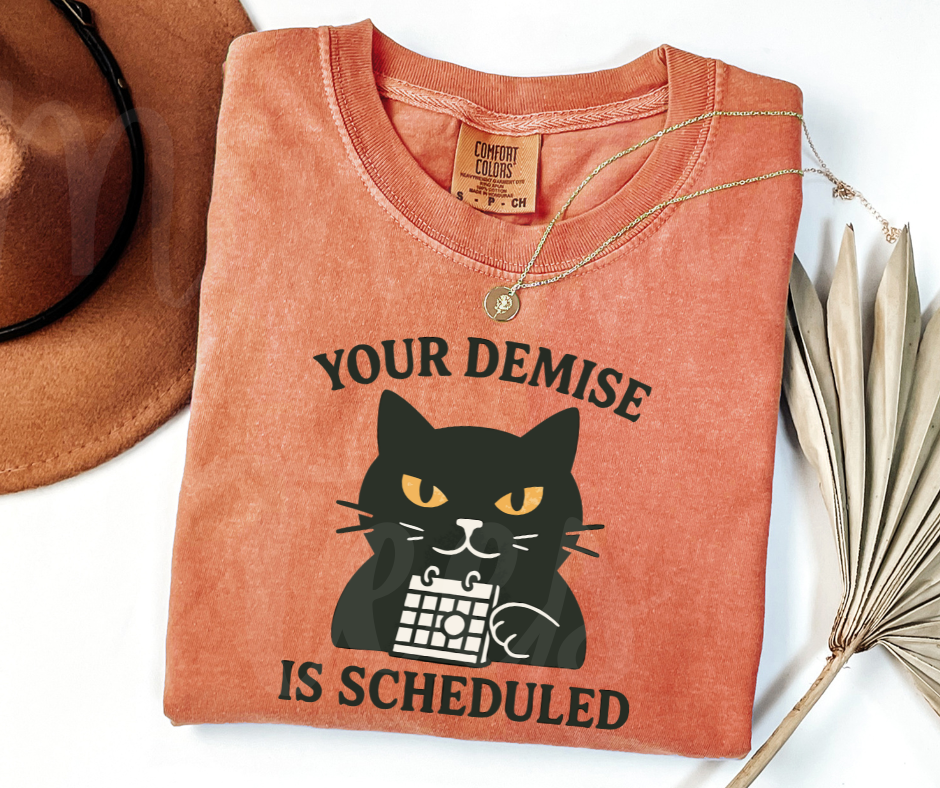 "Your Demise" Sarcastic Cat Design Unisex heavyweight t-shirt