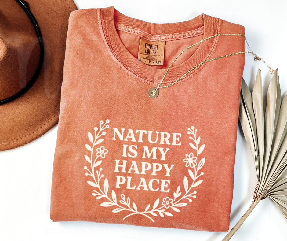 "Nature Is My Happy Place" Funny Plant Lover Tee Design Unisex heavyweight t-shirt