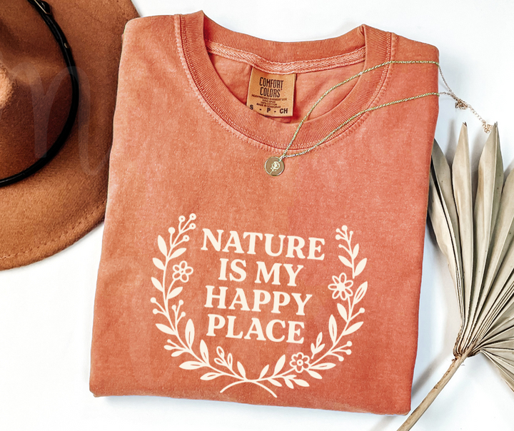 "Nature Is My Happy Place" Funny Plant Lover Tee Design Unisex heavyweight t-shirt