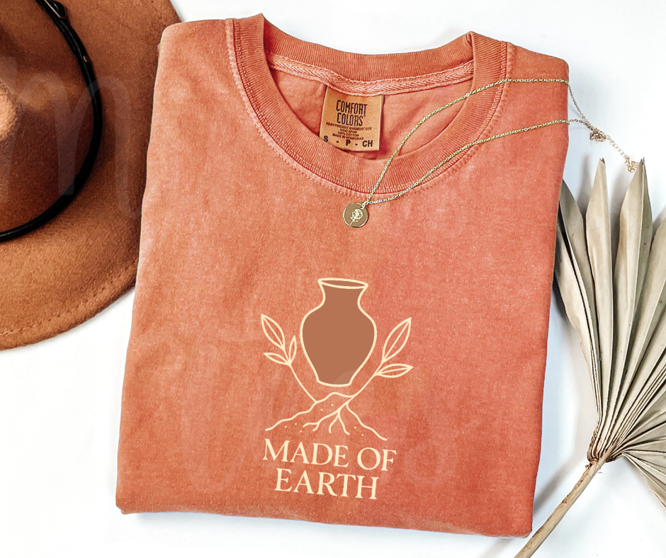 "Made Of Earth" Funny Design Pottery Clay Hobby Inspired Unisex heavyweight t-shirt