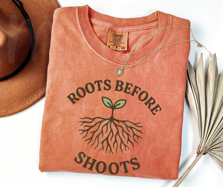 "Roots Before Shoots" Funny Plant Lover Tee Design Unisex heavyweight t-shirt