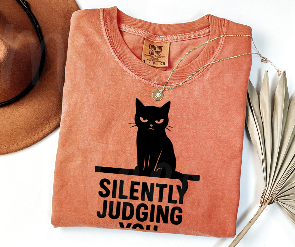 "Silently Judging" Sarcastic Cat Design Unisex heavyweight t-shirt