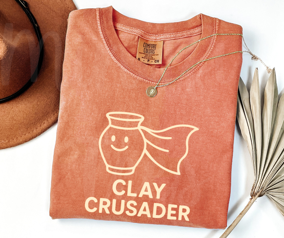 "Clay Crusader" Funny Design Pottery Clay Hobby Inspired Unisex heavyweight t-shirt