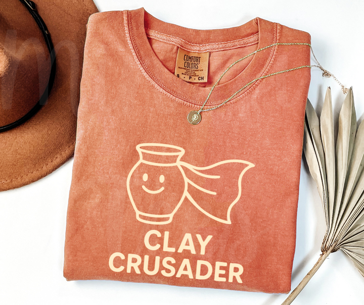 "Clay Crusader" Funny Design Pottery Clay Hobby Inspired Unisex heavyweight t-shirt