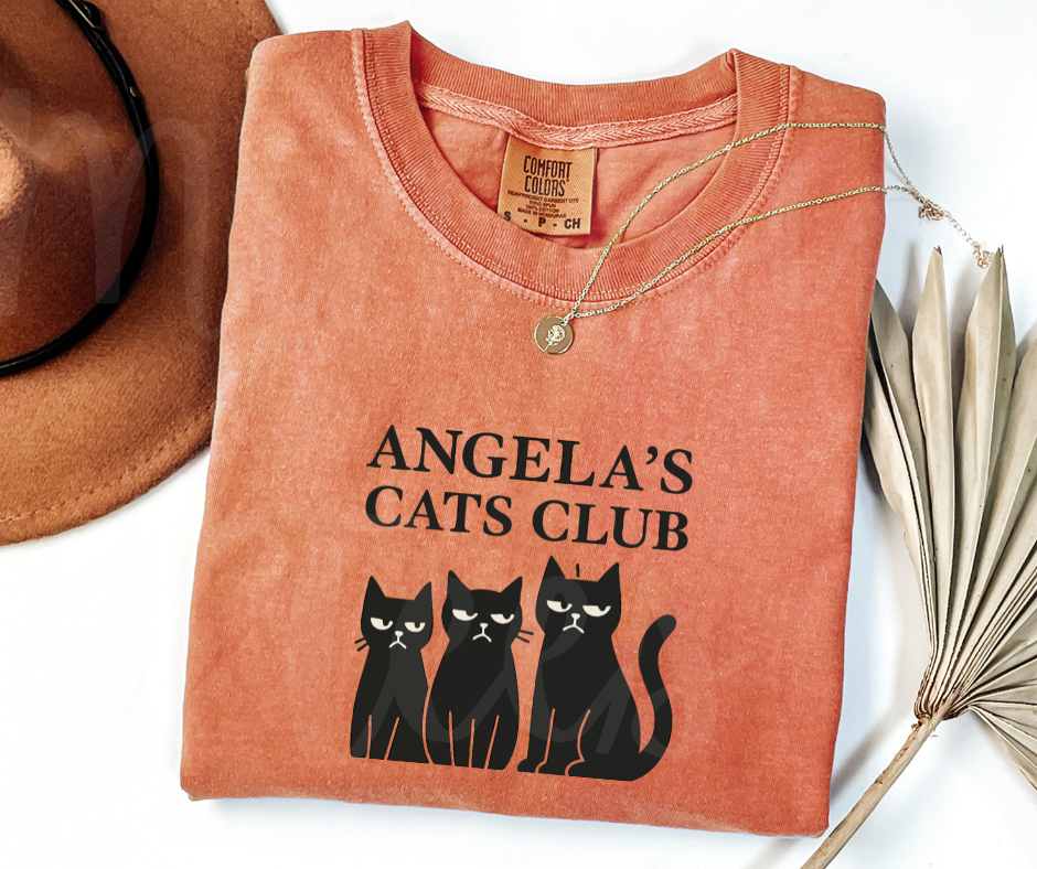 "Angela's Cat Club" Sarcastic Design The Office Inspired Unisex heavyweight t-shirt