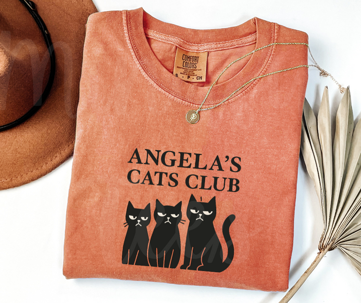 "Angela's Cat Club" Sarcastic Design The Office Inspired Unisex heavyweight t-shirt