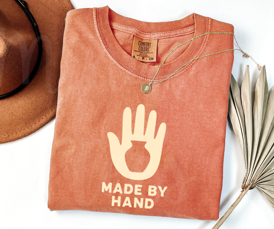 "Made By Hand" Funny Design Pottery Clay Hobby Inspired Unisex heavyweight t-shirt