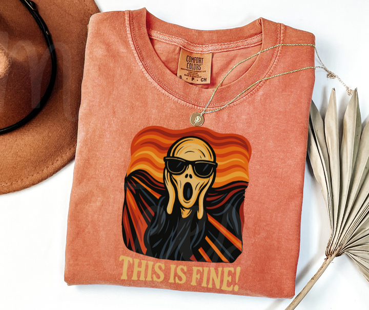 "This Is Fine" Sarcastic Design Unisex heavyweight t-shirt