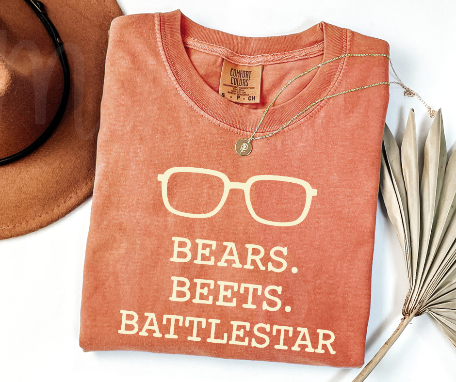 "Beers, Beets, Battelstar Galactica" Sarcastic Design The Office Inspired Unisex heavyweight t-shirt