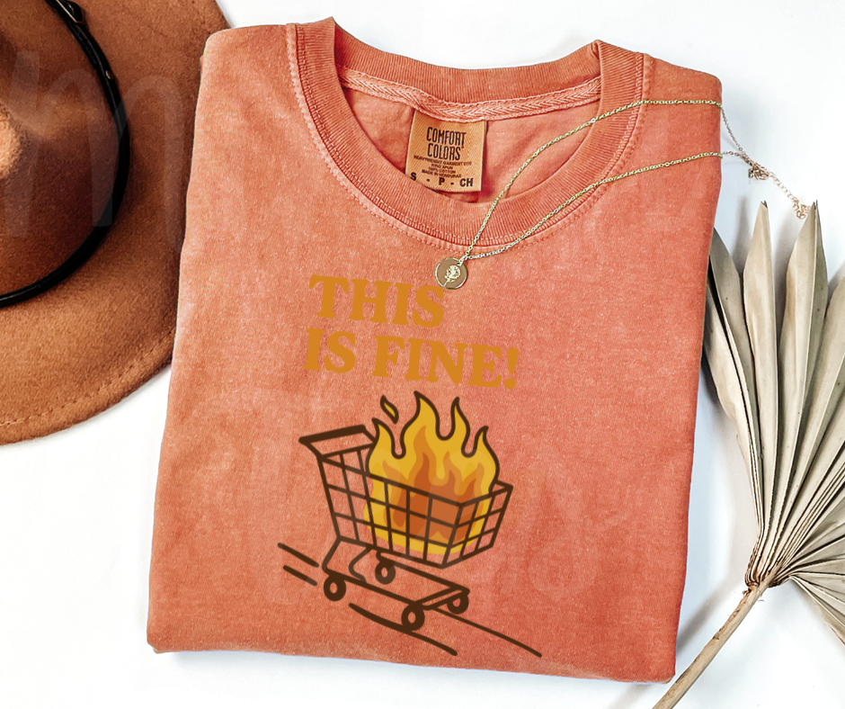 "This Is Fine" Sarcastic Design Unisex heavyweight t-shirt
