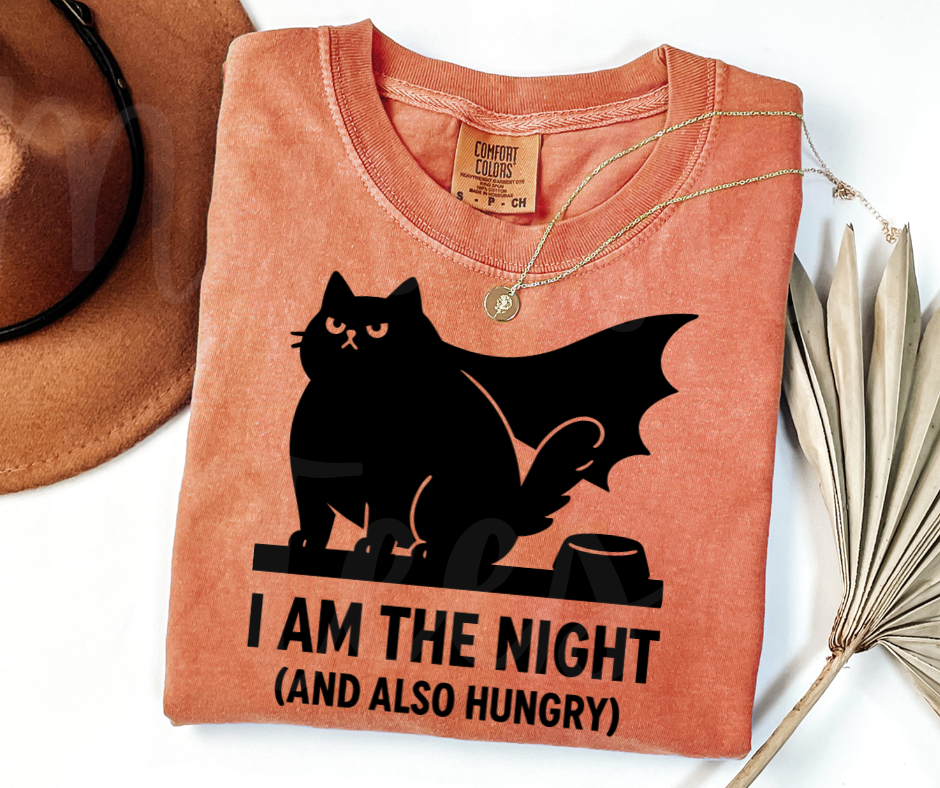 "I Am The Night" Sarcastic Cat Design Unisex heavyweight t-shirt