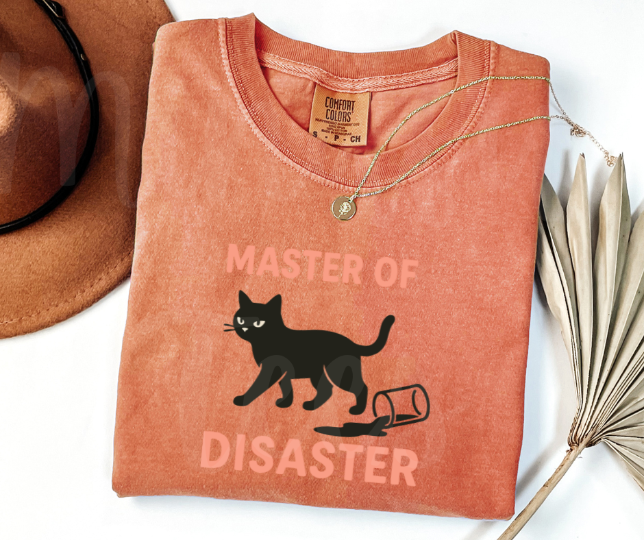"Master Of Disaster" Sarcastic Cat Design Unisex heavyweight t-shirt