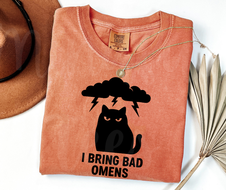 "Bad Omens" Sarcastic Cat Design Unisex heavyweight t-shirt