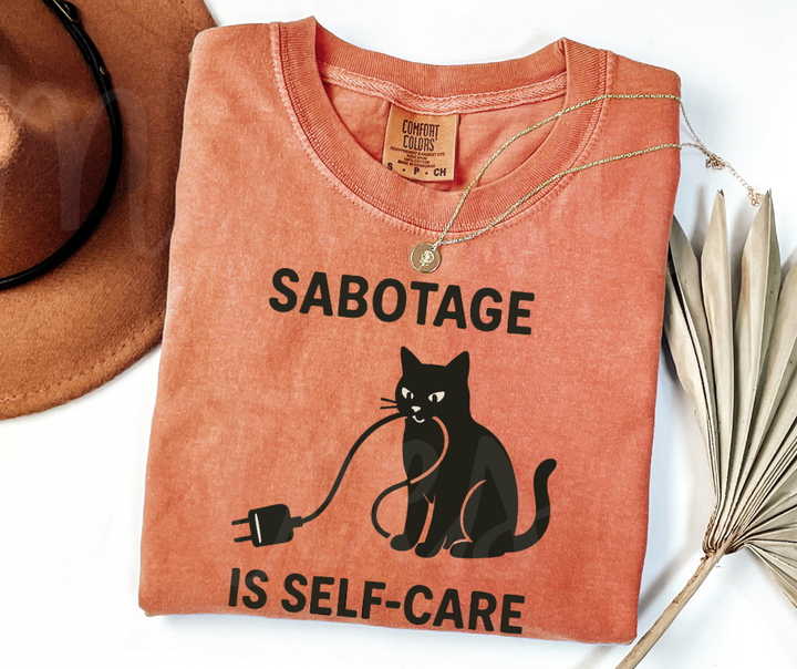 "Self Care" Sarcastic Cat Design Unisex heavyweight t-shirt