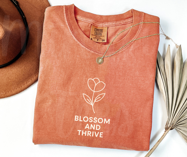 "Blossom And Thrive" Funny Plant Lover Tee Design Unisex heavyweight t-shirt