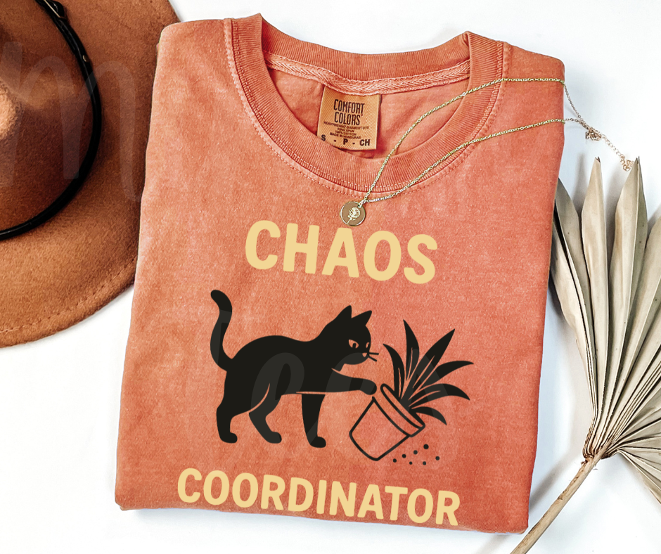 "Chaos Cordinator" Sarcastic Cat Design Unisex heavyweight t-shirt
