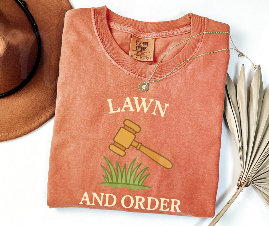 "Lawn And Order" Funny Plant Lover Tee Design Unisex heavyweight t-shirt