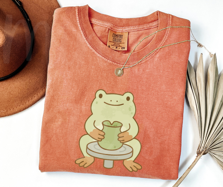 "Cute Frog" Funny Design Pottery Clay Hobby Inspired Unisex heavyweight t-shirt