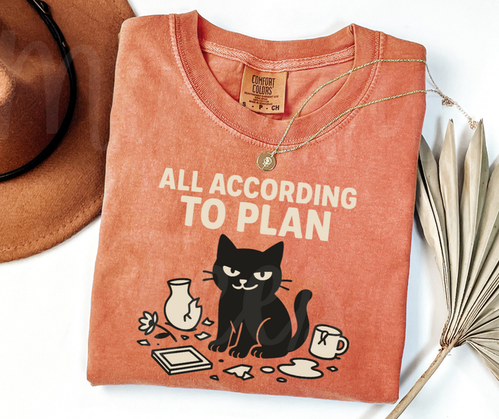 "All According to Plan" Sarcastic Cat Design Unisex heavyweight t-shirt